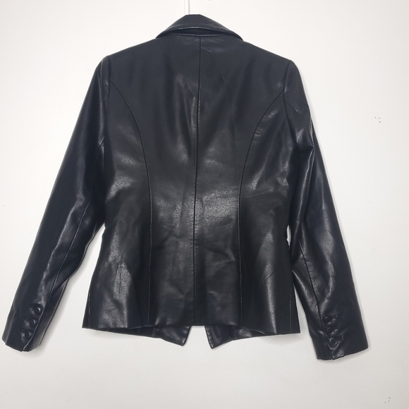 BCBG Maxazria Womens Faux Leather Jacket Small Black Moto Biker Lined - Picture 14 of 16